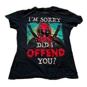 Deadpool I'm Sorry Did I Offend You? Graphic T-Shirt Marvel Size Medium